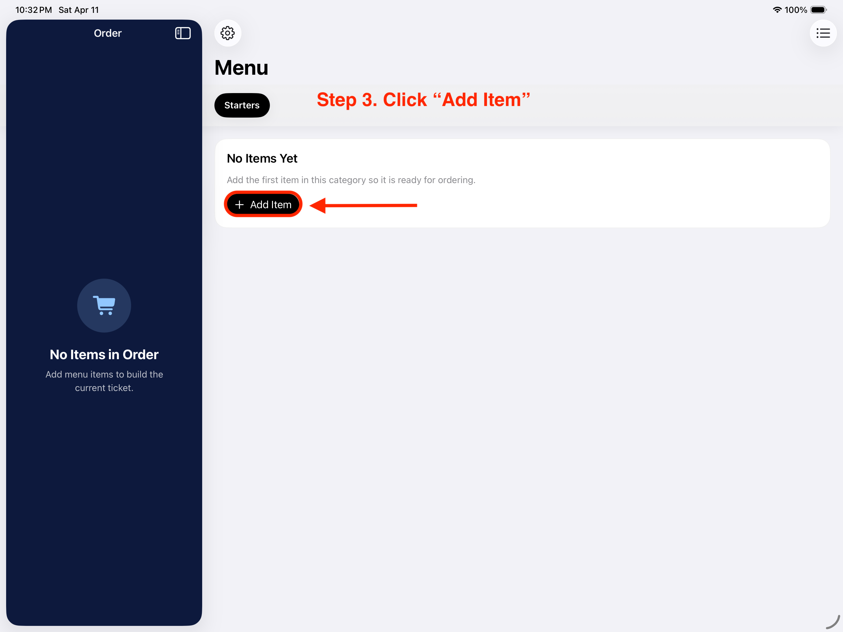 Add Item button in Elephant POS