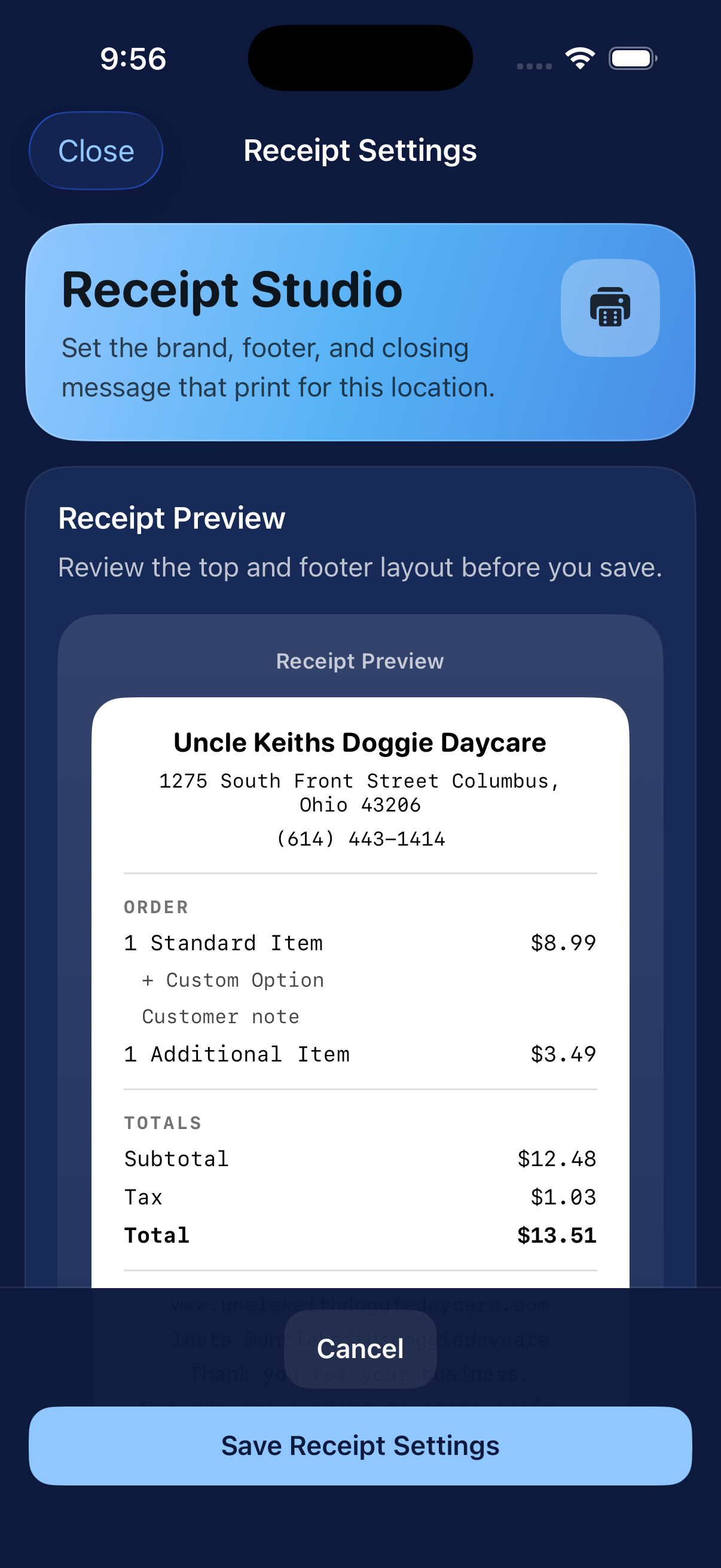 Elephant POS live receipt editing on iPhone